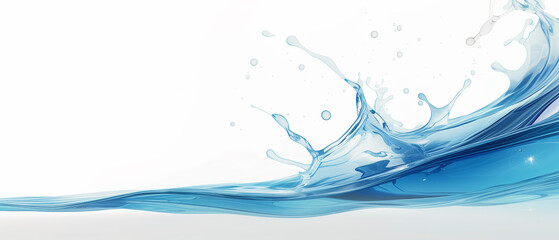 Wall Mural - a splash of water on a white background. the splash is in the middle of the image and extends from t