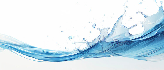 Wall Mural - a splash of water on a white background. the splash is in the middle of the image and extends from t