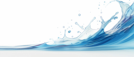 Wall Mural - a splash of water on a white background. the splash is in the middle of the image and extends from t