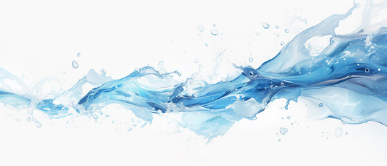Wall Mural - a splash of water on a white background. the splash is in the middle of the image and extends from t