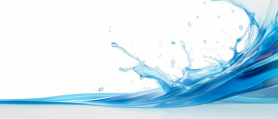 Wall Mural - a splash of water on a white background. the splash is in the middle of the image and extends from t