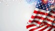 © Nastya - USA flag with fireworks, white background, 4 july independence day , copy space