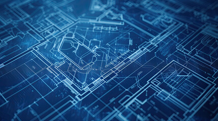 Residential building blueprint plans, banner