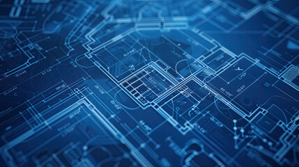 Residential building blueprint plans, banner
