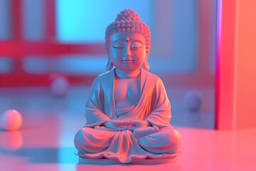 Wall Mural - Minimalist Buddha statue in art toy design.