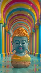 Wall Mural - Minimalist Buddha statue in art toy design.