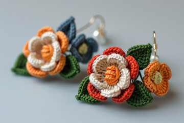 Homemade jewelry crocheted earrings flowers