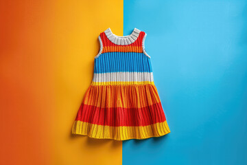 Wall Mural - Bright colored knitted baby dress