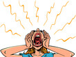 The woman screams very loudly. Ask for help in critical situations. Psychological health problems.