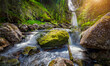 Waterfall in Sweden in summer, Photobash