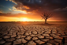 Once Fertile Fields Are Now Parched And Cracked, The Relentless Sun Baking The Earth, Whispering A Cautionary Tale Of Droughts Yet To Come
