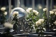 To combat space radiation, robots assemble modular greenhouses around seedlings, the protective shells resembling metallic flowers blooming on the lunar surface