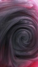 Paint Water Swirl. Art Smoke. Defocused Black Red Gray Color Spiral Vapor Gloss Texture Ink Whirl Flowing Cloud Acrylic Abstract Background