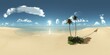 Tropical beach with palm trees at sunset. HDRI . equidistant projection. Spherical panorama. panorama 360. environment map, landscape, 3d rendering