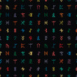 Hand drawn colorful seamless pattern with runes and runic alphabet