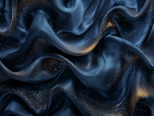 Aufkleber - A blue fabric with gold glitter on it. The fabric is very shiny and has a lot of sparkles