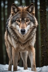  Wilderness Watcher: Wolf Looks Directly at the Camera in the Wild