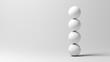 Balance. Four white spheres. 3d illustration.