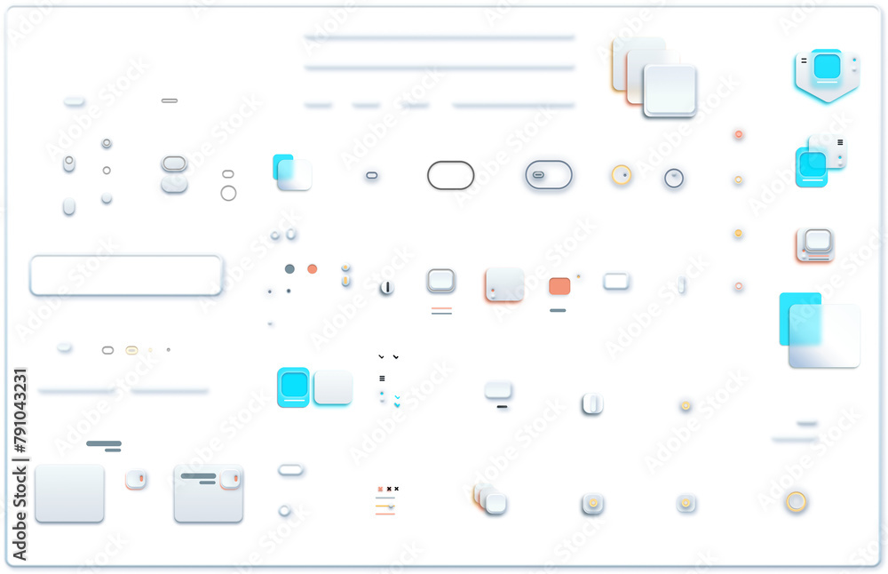3D Tactile Soft Surface UI KIT transparent Stock Illustration | Adobe Stock