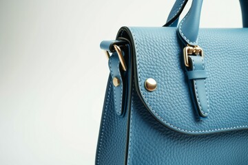 Wall Mural - A blue leather purse with a gold clasp. Business fashion concept