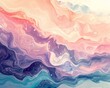 Fluid art graphic with sinuous waves and subtle textures, blending pastel tones for a calming yet trippy aesthetic