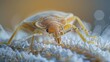 Bedbug Close-Up  Cimex Hemipterus on Bed Background