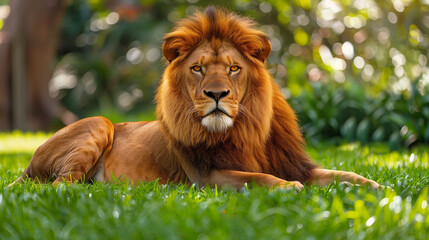 Wall Mural - Congo Lion on Grass (Male)