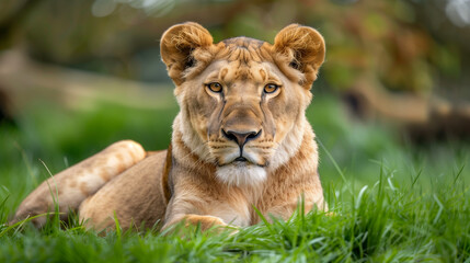 Wall Mural - Congo Lion on Grass (Female)