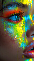 Wall Mural - Close-up portrait of a beautiful girl with bright make-up