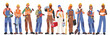 Construction Workers Male and Female Character Stand In A Row, Donned In Safety Gear, Holding Tools, Ready To Tackle