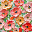 Seamless floral pattern with pink and orange poppies.