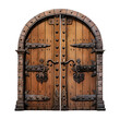 Old wooden door isolated on white background with clipping path.