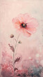 poppy flower on grunge background with watercolor effect, painting