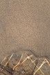 Smooth untouched fine sand and sandy rocks on a beach on a sunny day, viewed from above. Abstract textured natural sandy background, top view. Copy space.