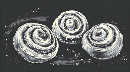 Vector chalk illustration of Cinnamon Rolls