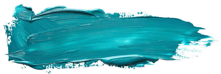 Wall Mural - Teal stroke of paint, isolated on white, cut out