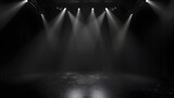Fototapeta Przestrzenne - Dark and empty stage with spotlight and smoke, empty for presentation
