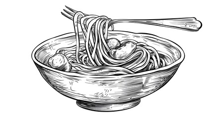 spaghetti Hand drawn sketch vector