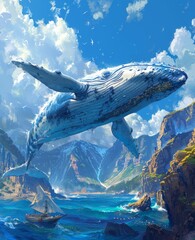 Poster - big whale in the ocean