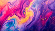 Vibrant liquid paint swirls in pink, blue, purple, red, and yellow. Abstract and modern wallpaper for stunning wall art decoration