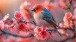 Colorful Bird Amidst Blossoming Branches