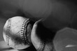 Old grunge baseball background with used balls closeup for sport.