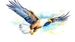 Majestic eagle in flight wall art, suitable for an office or den, symbolizing freedom and success with its powerful posture and focused gaze