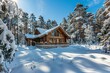 fairy-tale house among a beautiful winter forest landscape
