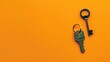 Two keys on vibrant orange background, one smaller than other
