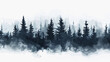 Bäume Silhouette Winterlich Wasserfarben Tannen Wald Panorama Landschaft Natur Forest Vektor