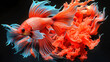 Majestic Red Betta Fish with Floating Fins. Generative ai.