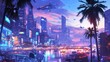 Anime Style Painting 80s City Environment Elements Wallpaper Background