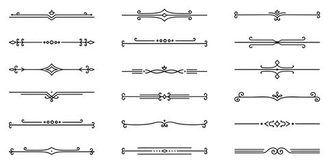 Wall Mural - text dividers doodle set. wedding decorative elements. divider ornament, borders, vintage line separ