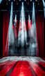 scène de spectacle vide avec rideaux rouges et projecteurs